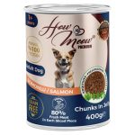 12 Adet How Meow Parça Yetişkin Köpek Konservesi Somonlu 400 g