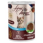 12 Adet How Meow Balıklı Yavru Kedi Konservesi Parça 400 g