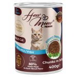 12 Adet How Meow Parça Yetişkin Kedi Konservesi Balıklı 400 g
