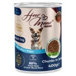 12 Adet How Meow Parça Yetişkin Köpek Konservesi Balıklı 400 g