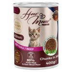 12 Adet How Meow Parça Yavru Kedi Konservesi Biftekli 400 g