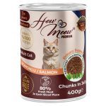 12 Adet How Meow Parça Kısırlaştırılmış Yetişkin Kedi Konservesi Somonlu 400 g