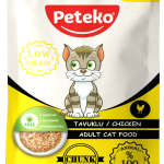 12 Adet Peteko Parça Tavuklu Yetişkin Kedi Maması Pouch 85 g